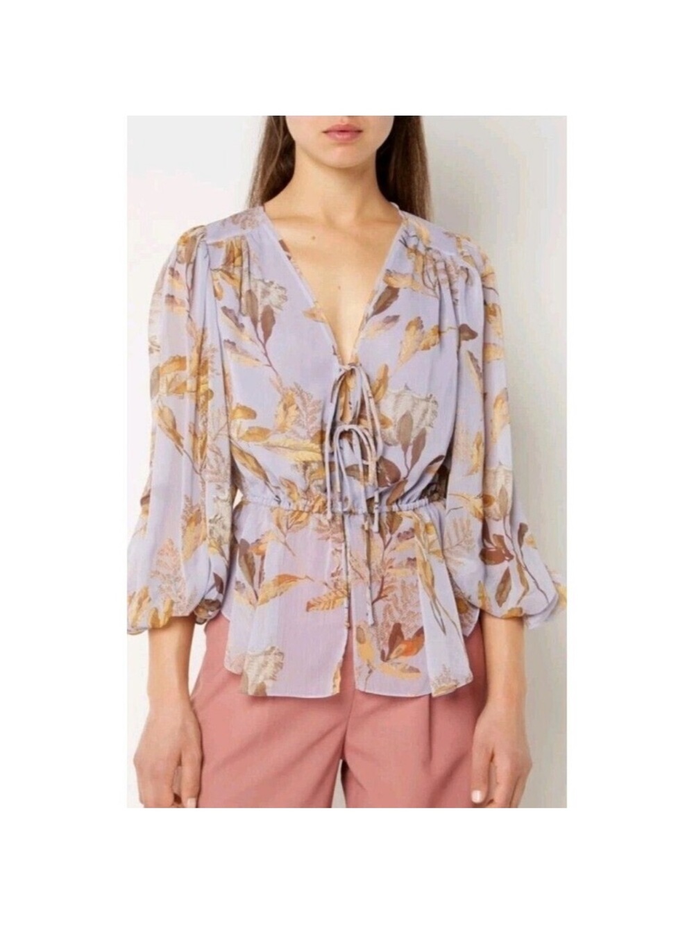 NWT Ted Baker Harpier Tie Front Top in lilac size 2